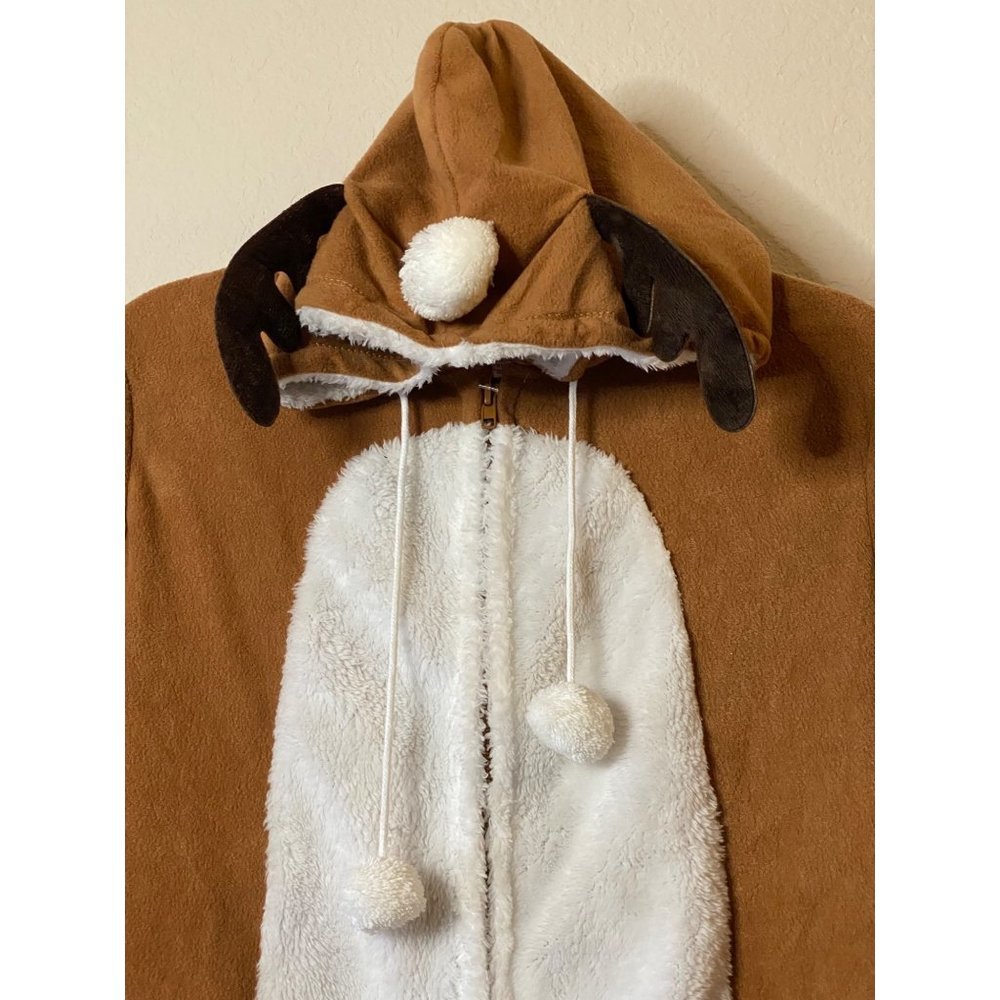Unisex Merry Christmas‎ by Poof Reindeer one piece zip up pajamas Sz S - Picture 11 of 13
